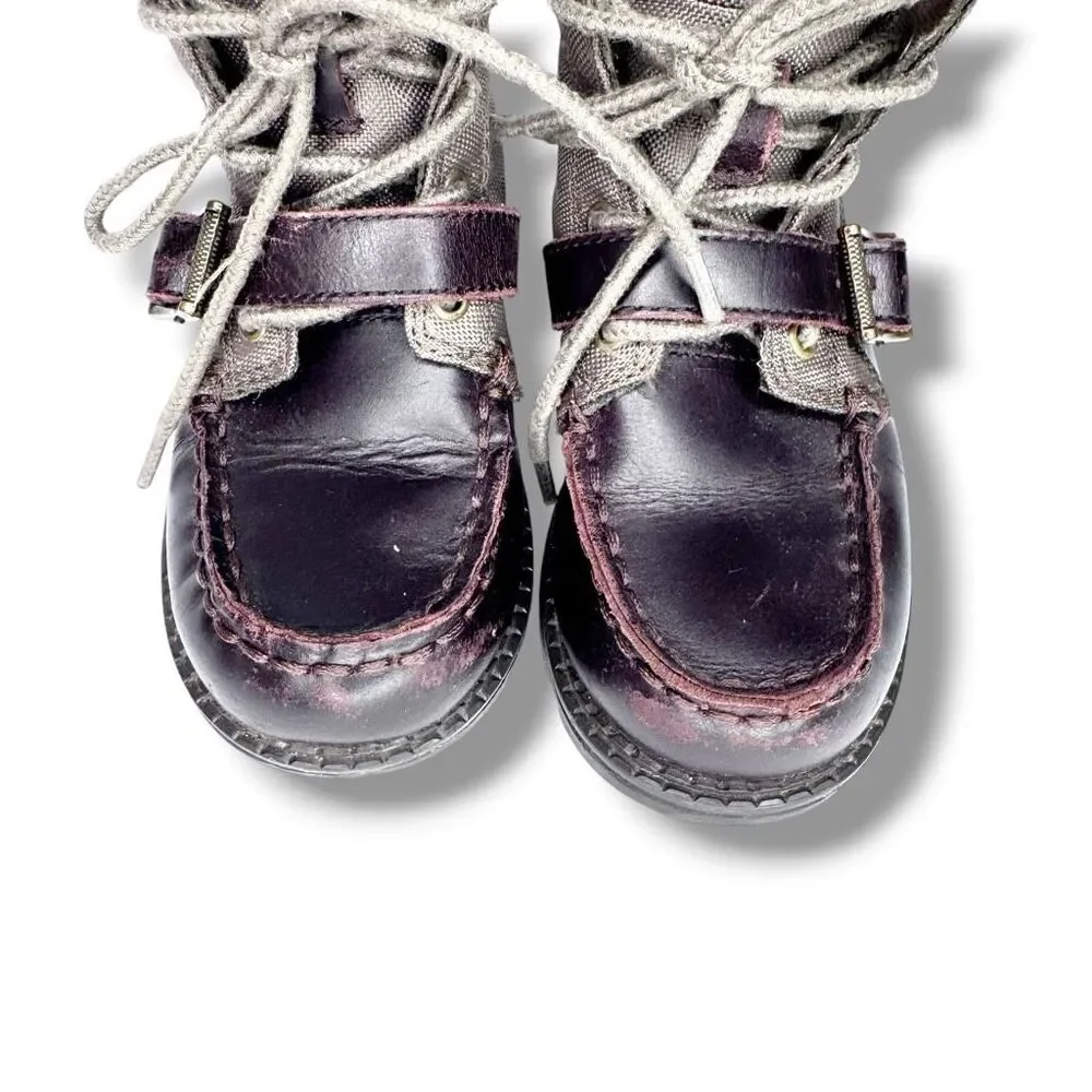 Polo Ralph Lauren Ranger HI II Combat Boots Kid Boy Size 10 Brown Leather